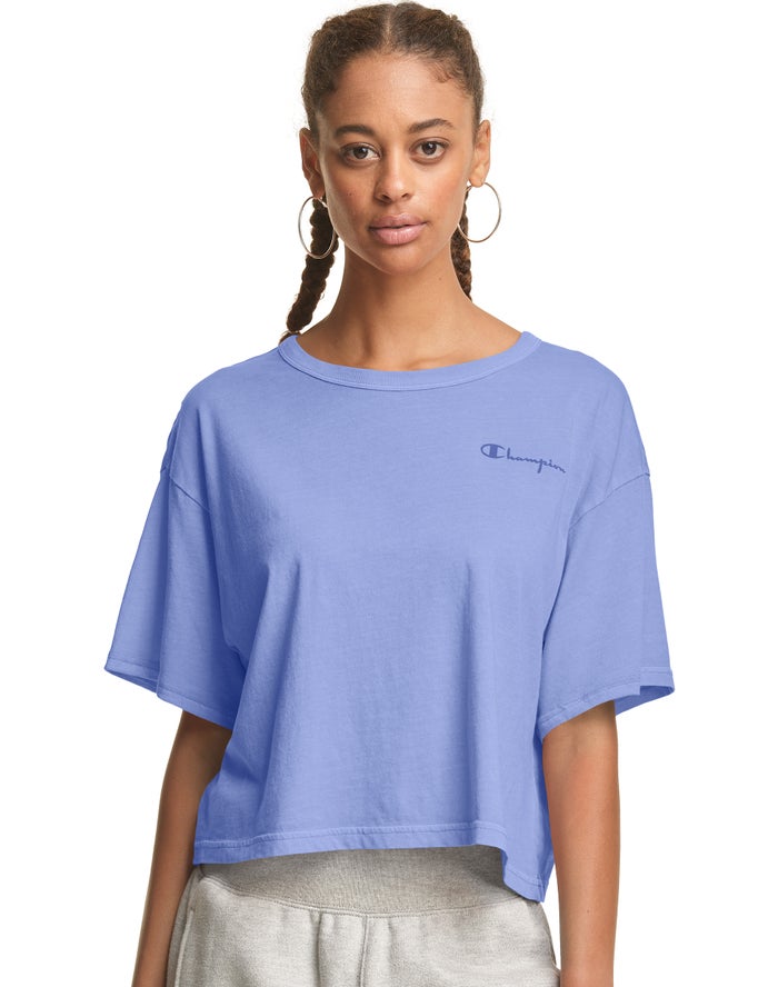 Camiseta Champion Mujer - Lightweight Cropped ( Azules ) 4805396-ZO